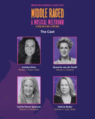 Meet the cast of Middle Raged 💜  @queenievdzandt 
@zuleika.khan.art 
@valerie_bader 
@caritafarrerspencer  These four powerhouses take the stage 3-4 July at The Joan! 
Get your tickets at the link in bio 🔗